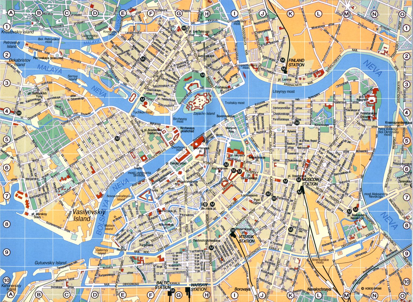 Map of the center of St. Petersburg.